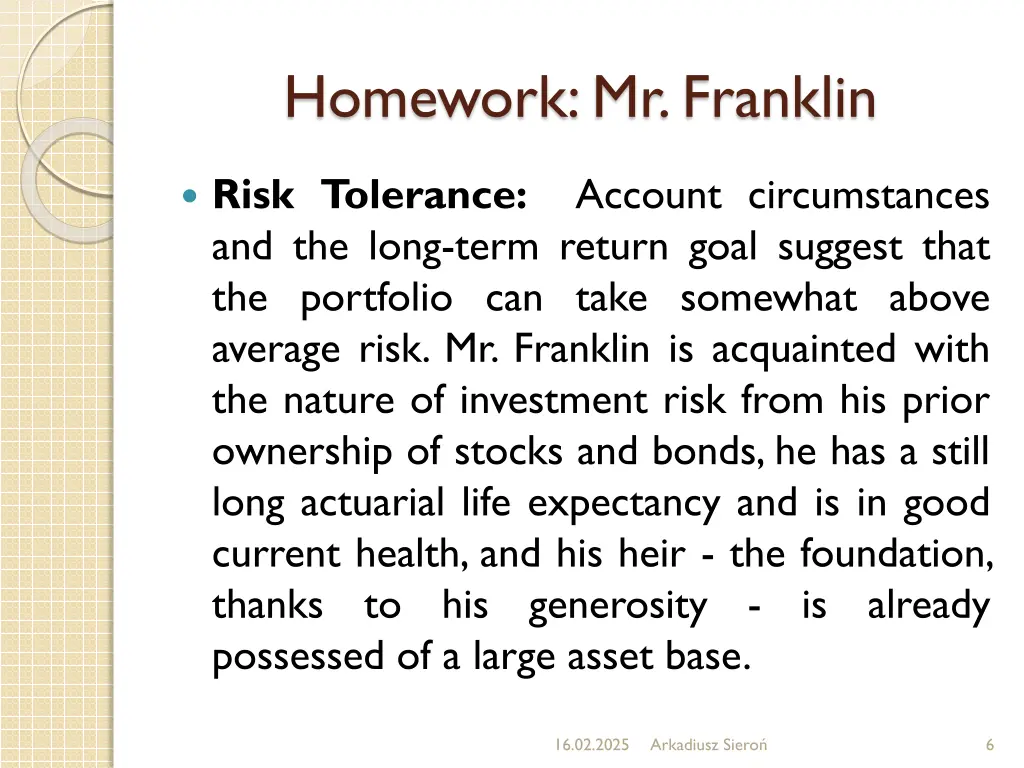 homework mr franklin 5