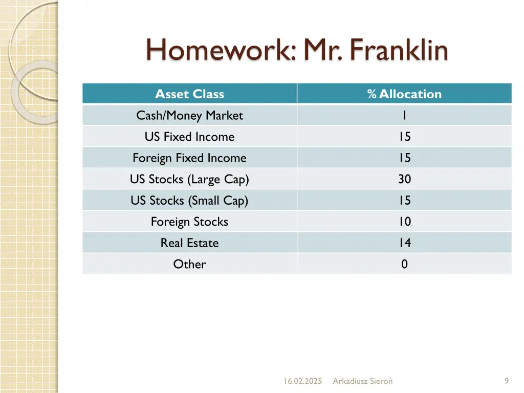 homework mr franklin 8