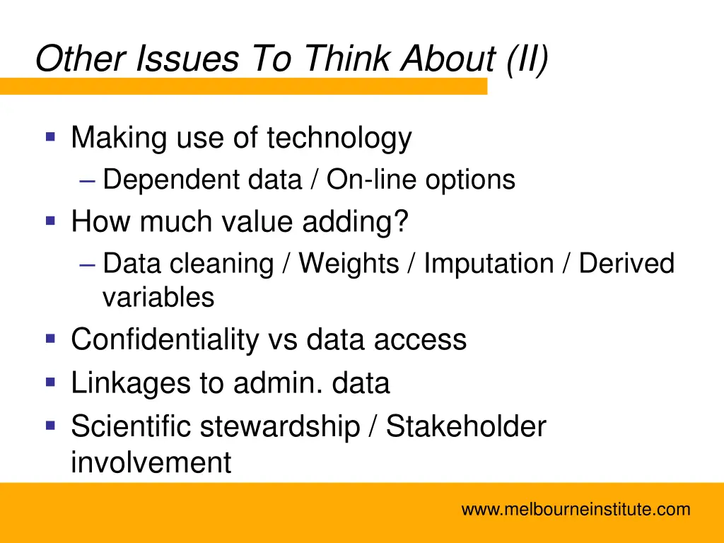 other issues to think about ii