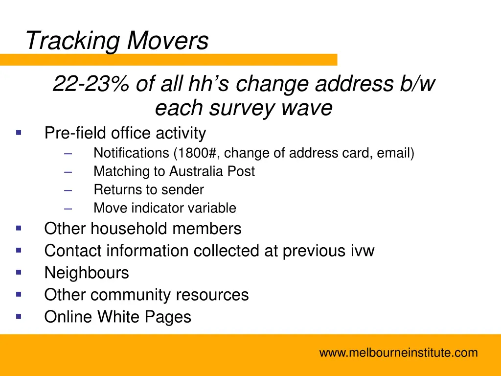 tracking movers