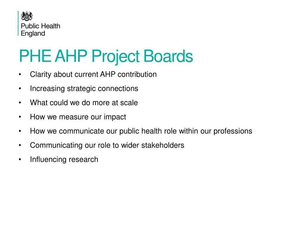 phe ahp project boards