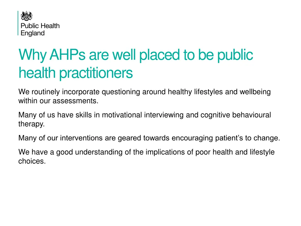 why ahps are well placed to be public health