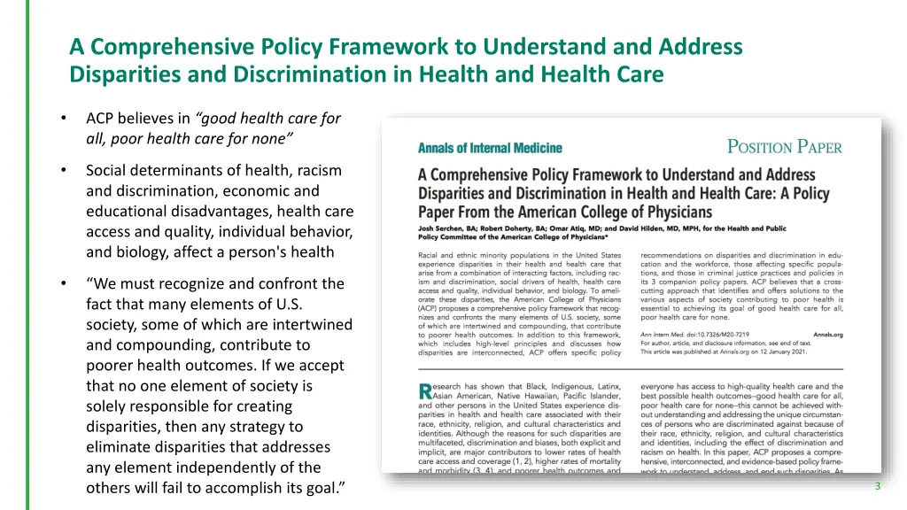 a comprehensive policy framework to understand
