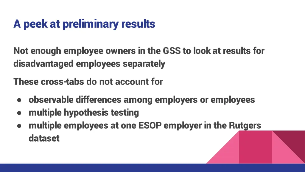 a peek at preliminary results