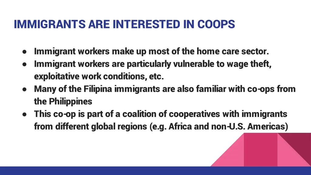 immigrants are interested in coops