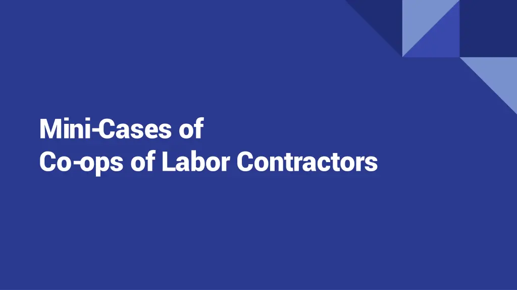 mini cases of co ops of labor contractors