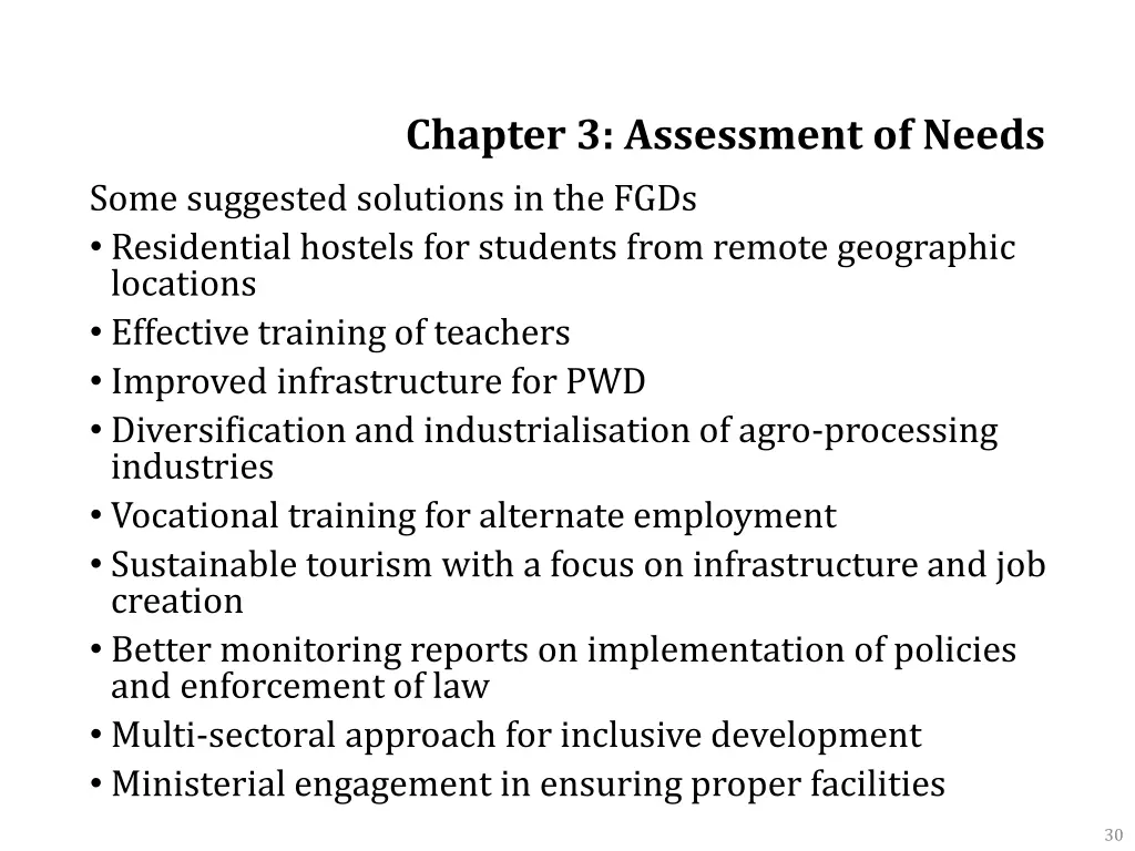 chapter 3 assessment of needs some suggested