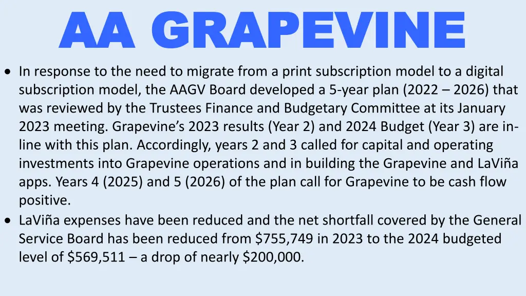 aa grapevine aa grapevine in response to the need