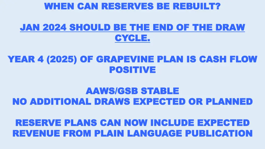 when can reserves be rebuilt when can reserves