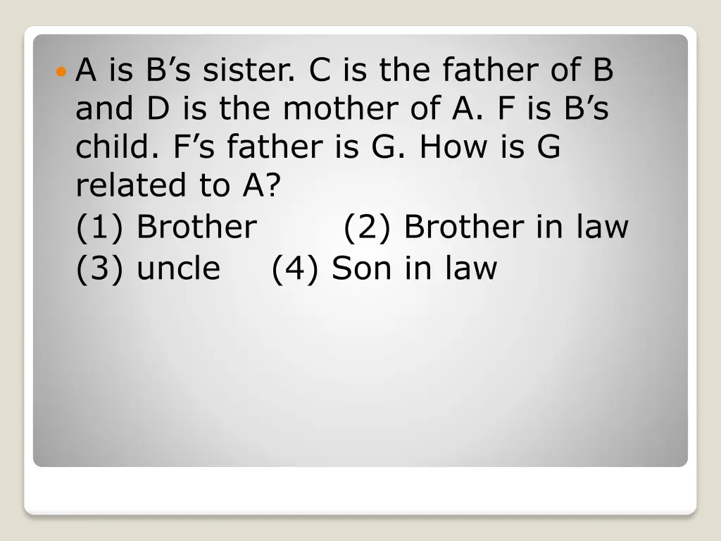 a is b s sister c is the father