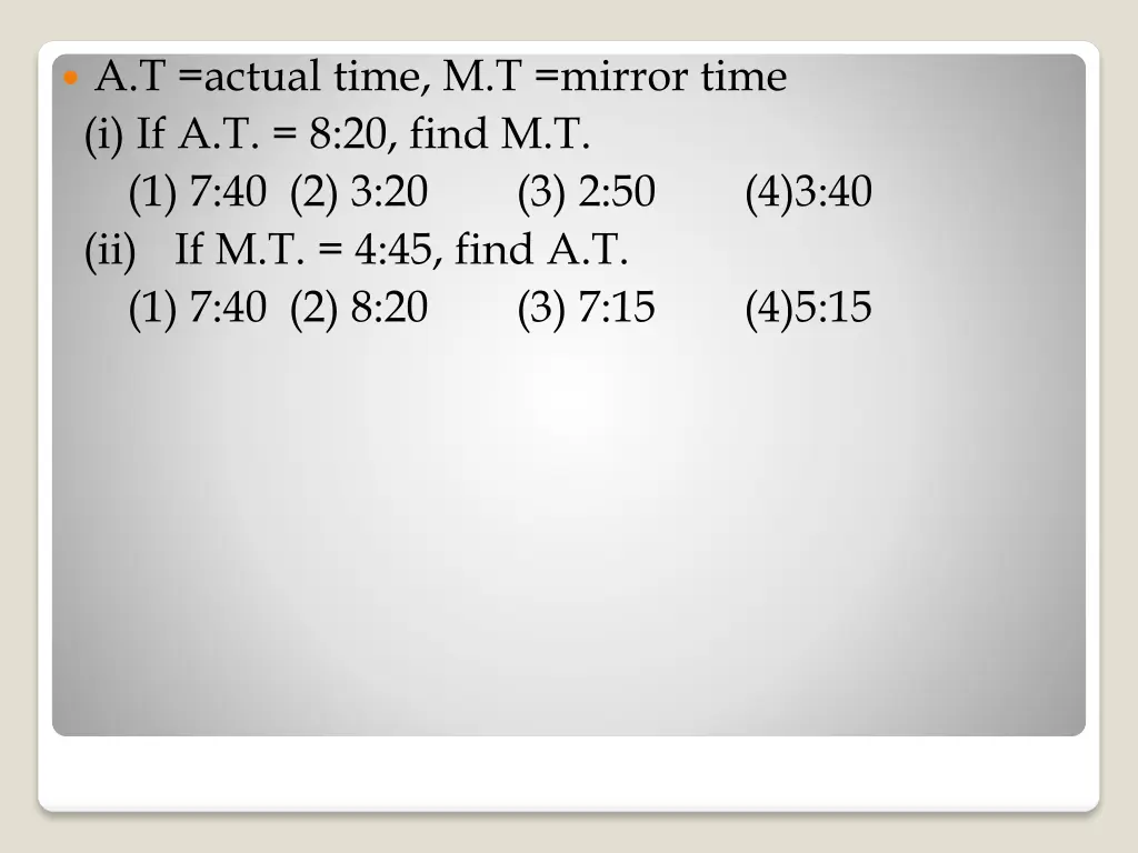 a t actual time m t mirror time