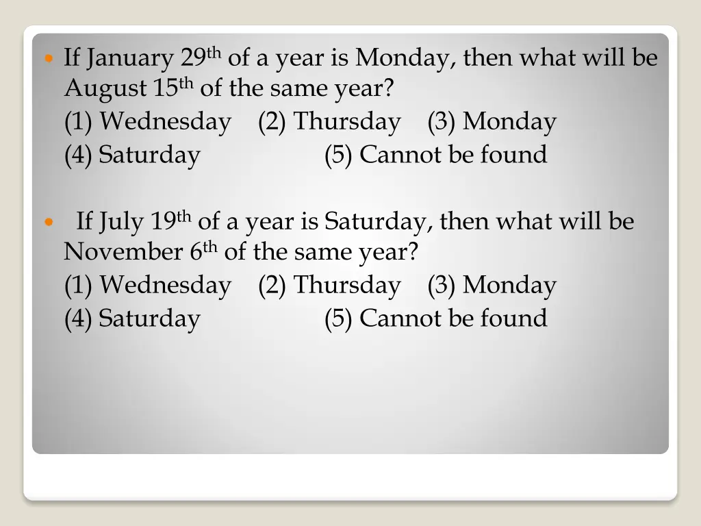 if january 29 th of a year is monday then what