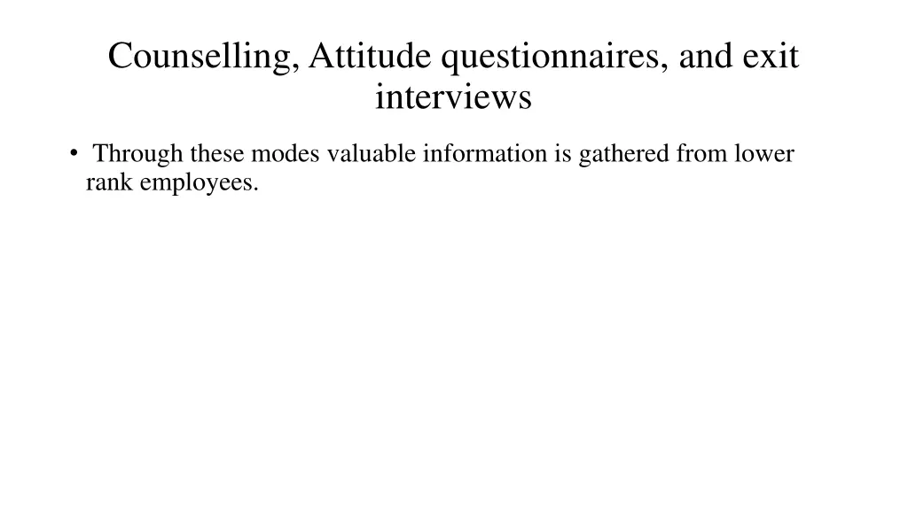 counselling attitude questionnaires and exit
