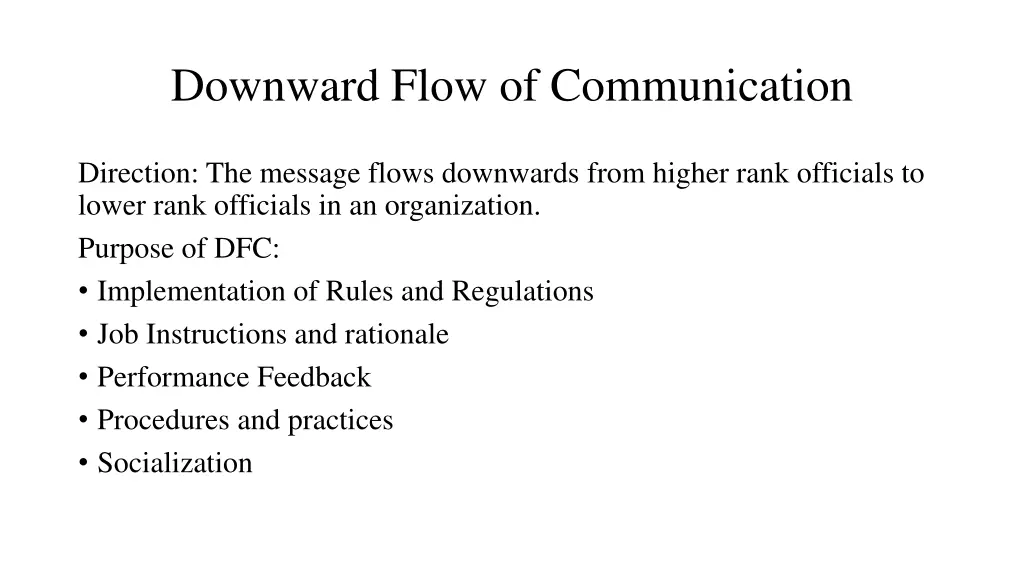 downward flow of communication