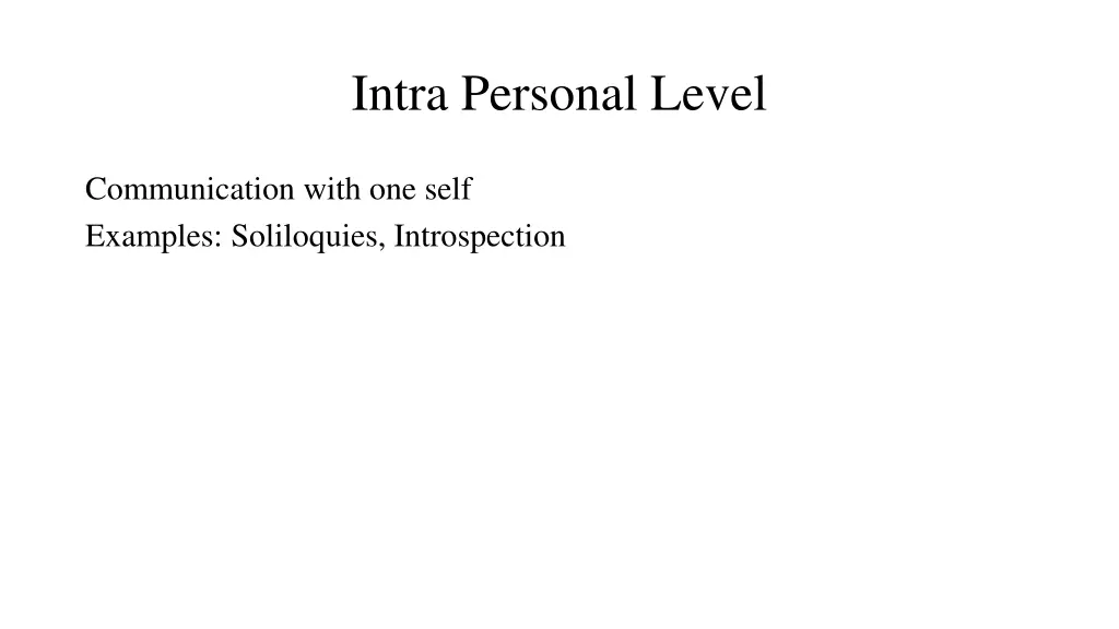 intra personal level
