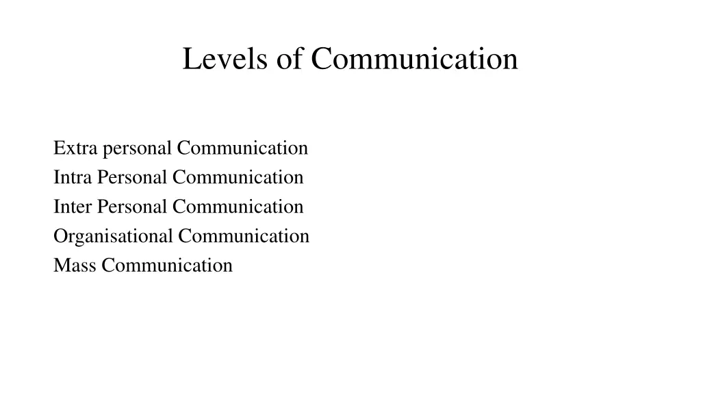 levels of communication