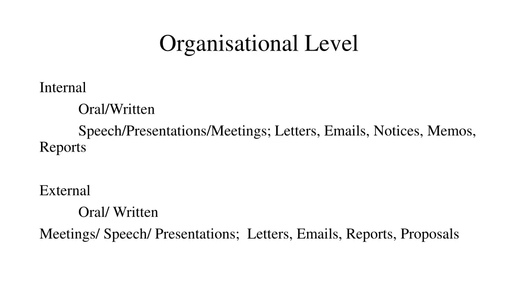 organisational level