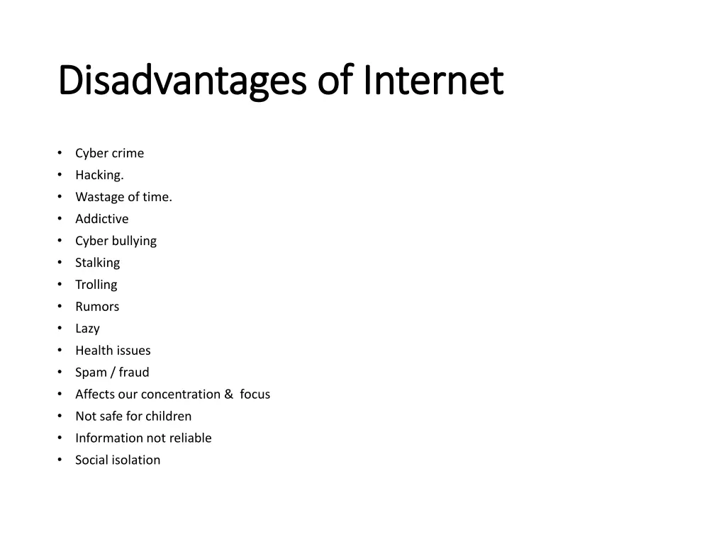disadvantages of internet disadvantages