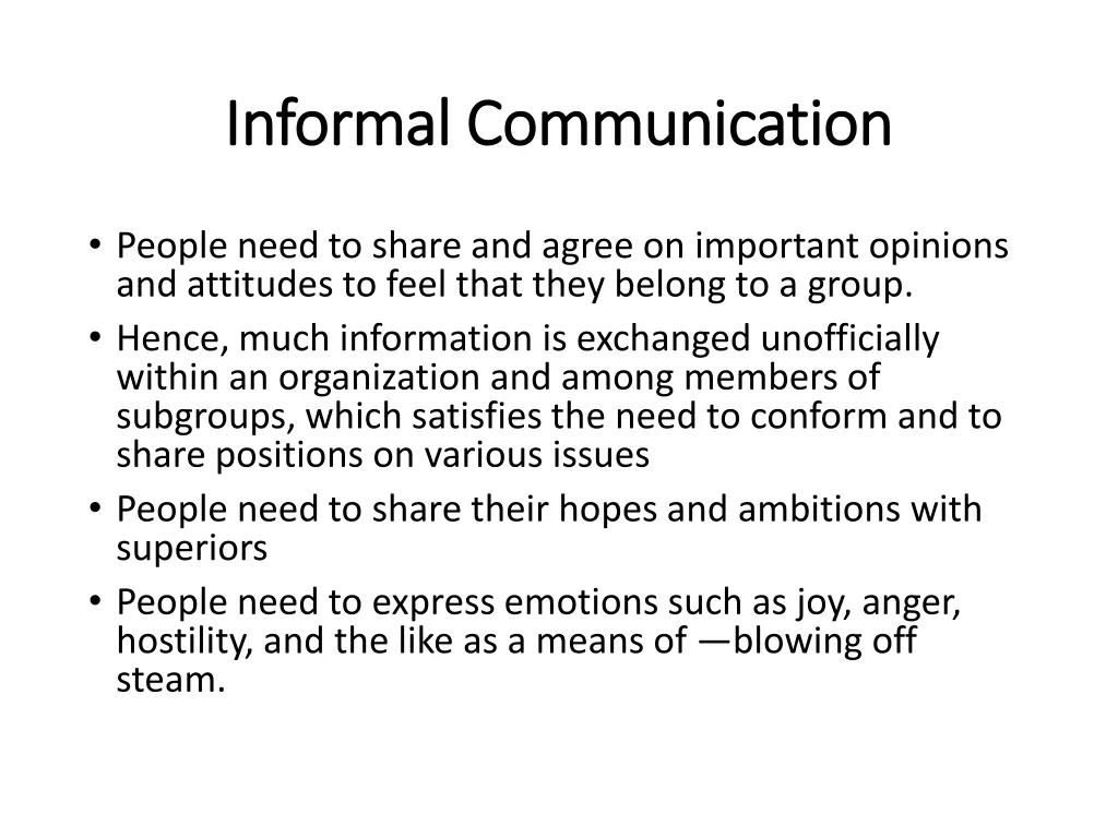 informal communication informal communication