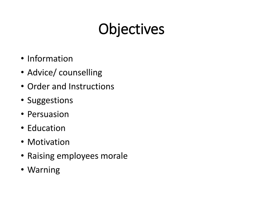 objectives objectives