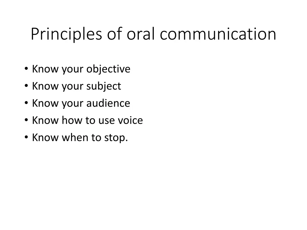 principles of oral communication