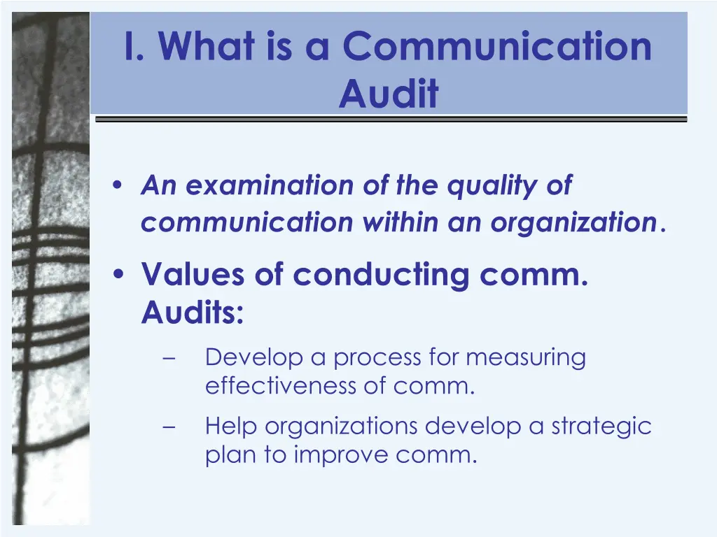 i what is a communication audit
