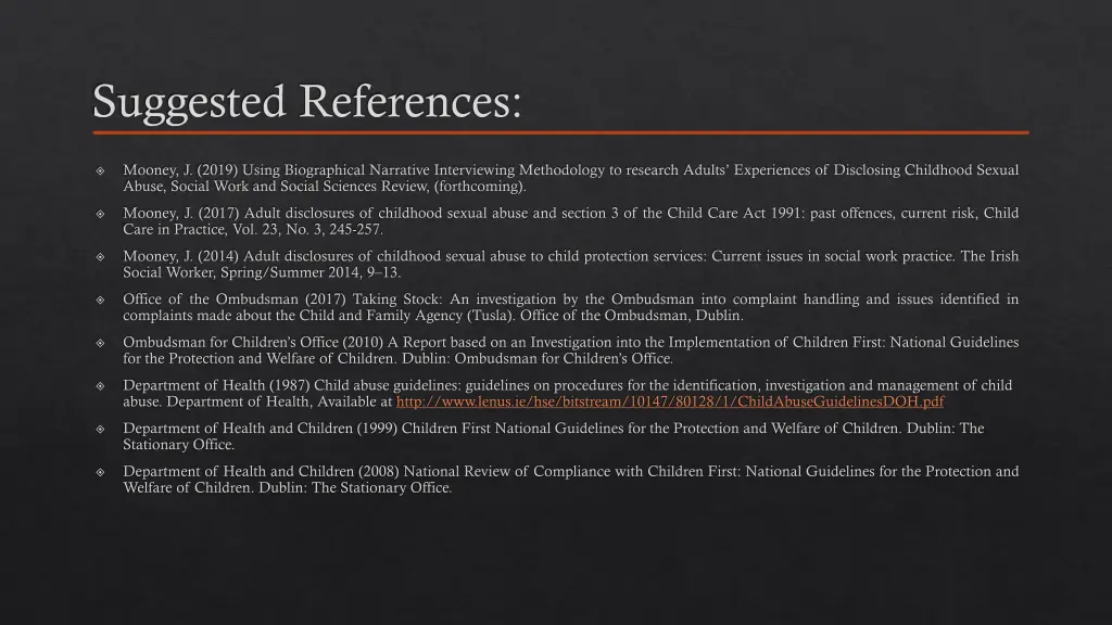 suggested references
