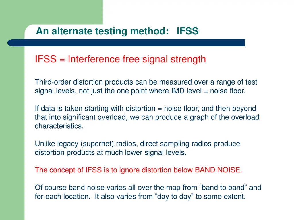 an alternate testing method ifss