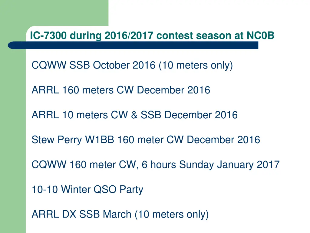 ic 7300 during 2016 2017 contest season at nc0b
