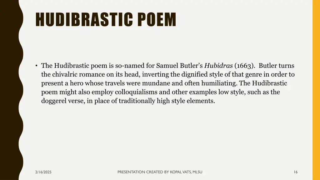 hudibrastic poem