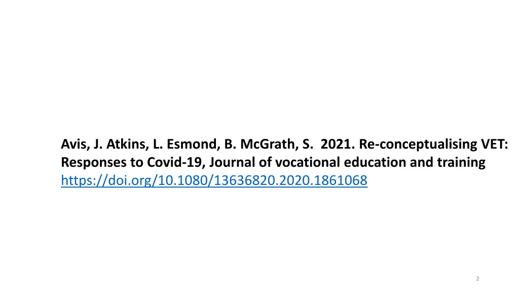 avis j atkins l esmond b mcgrath s 2021