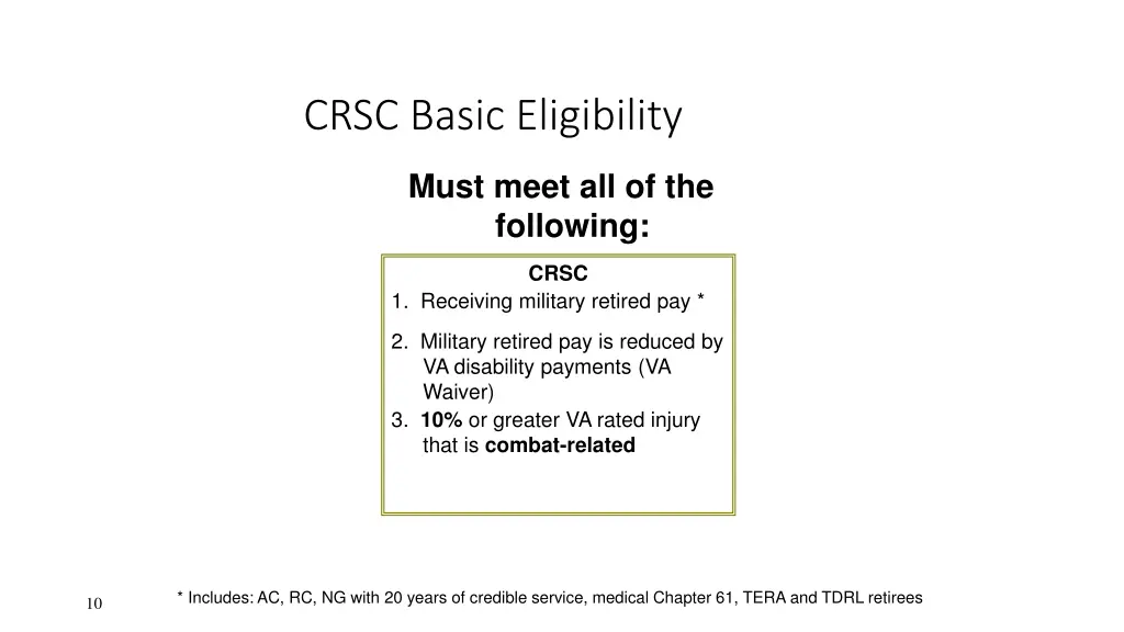 crsc basic eligibility