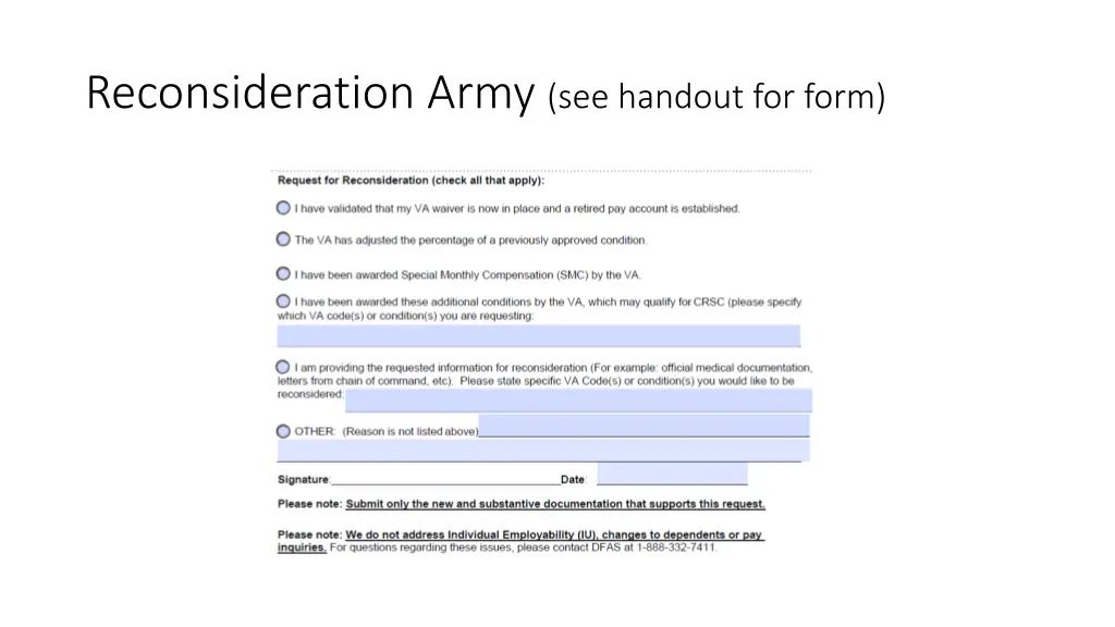 reconsideration army see handout for form