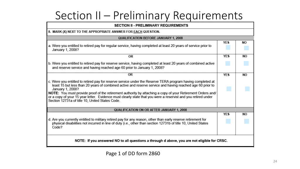 section ii preliminary requirements
