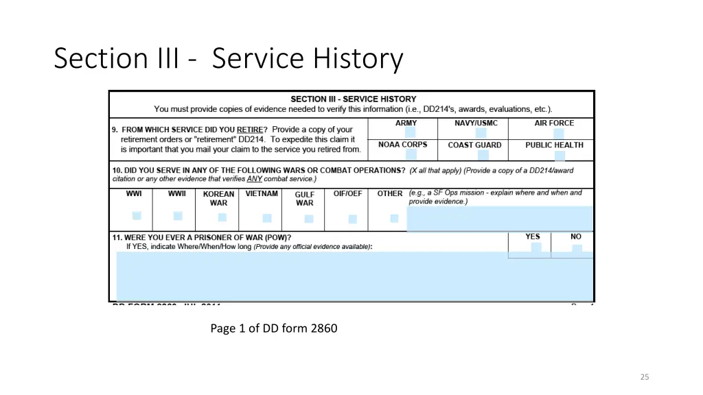 section iii service history