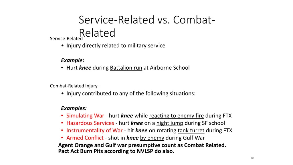 service related vs combat related service related 1