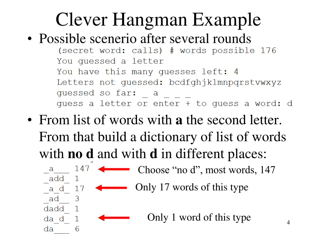 clever hangman example possible scenerio after