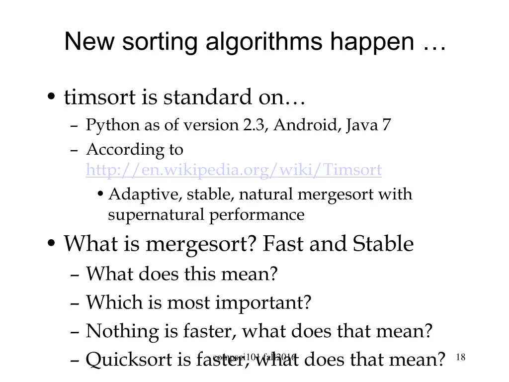 new sorting algorithms happen