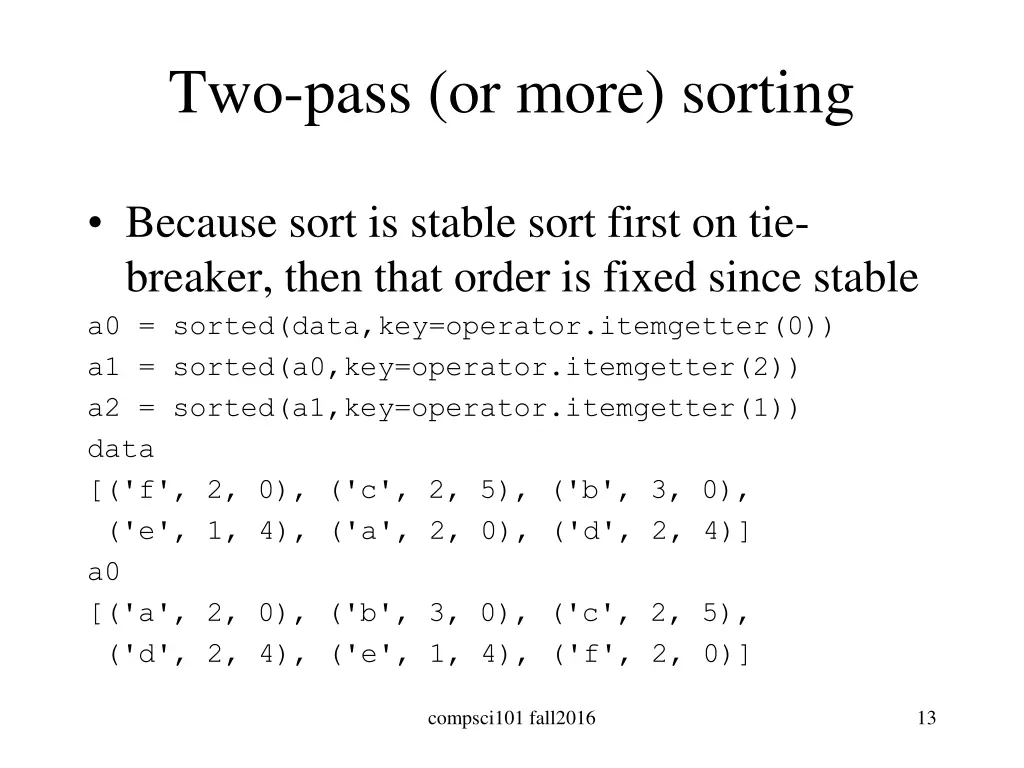 two pass or more sorting