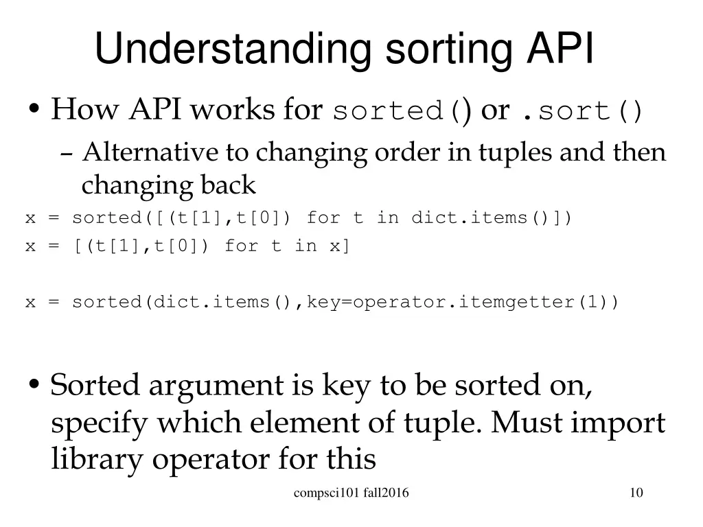 understanding sorting api