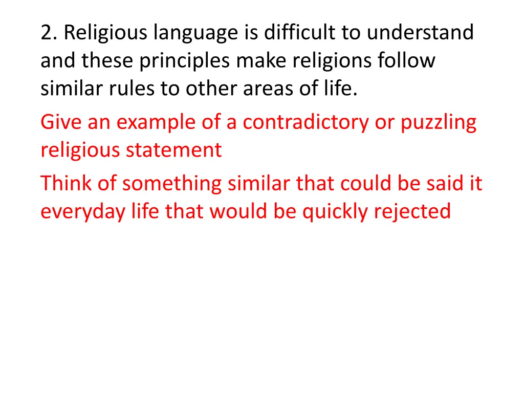 2 religious language is difficult to understand