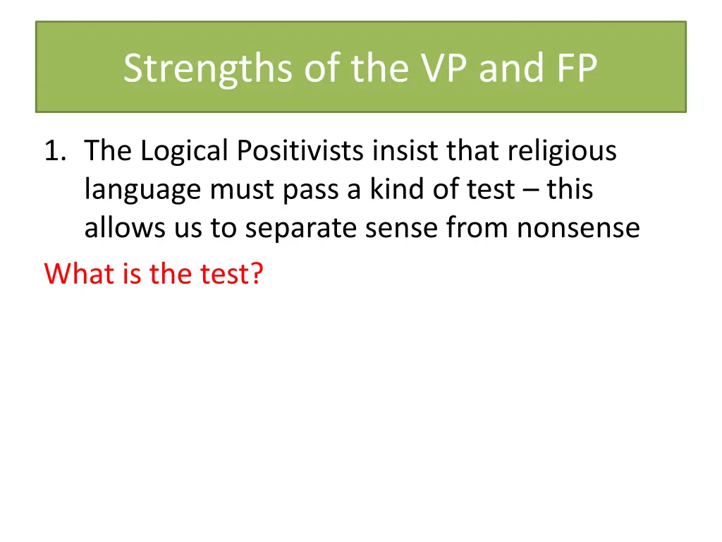 strengths of the vp and fp
