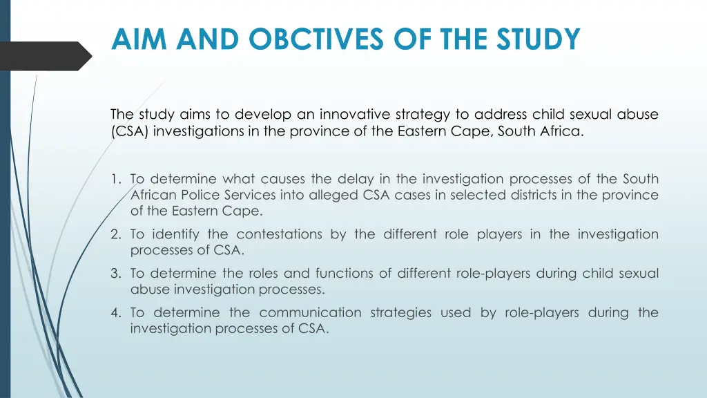 aim and obctives of the study