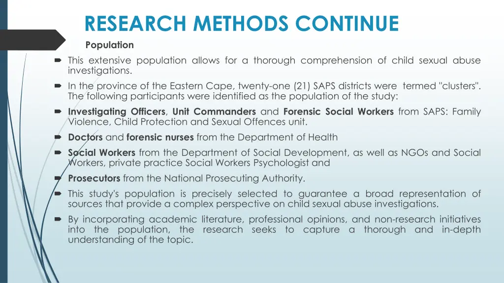 research methods continue population this