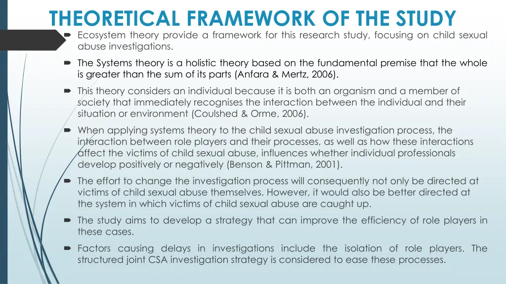 theoretical framework of the study ecosystem