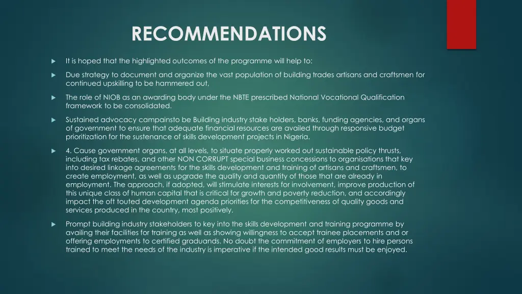 recommendations