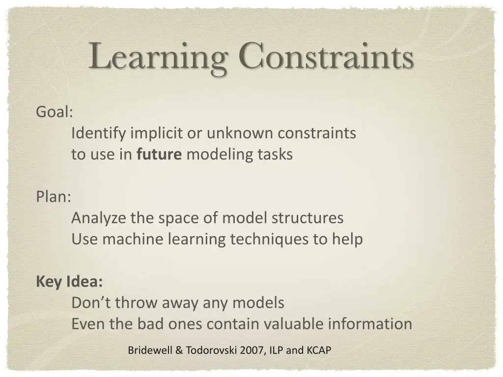 learning constraints