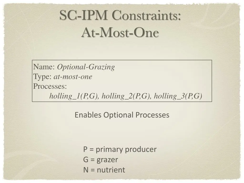 sc ipm constraints at most one