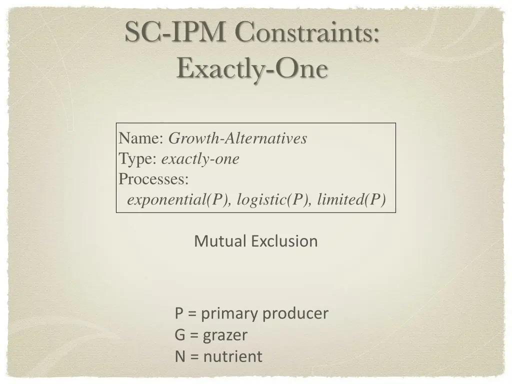 sc ipm constraints exactly one