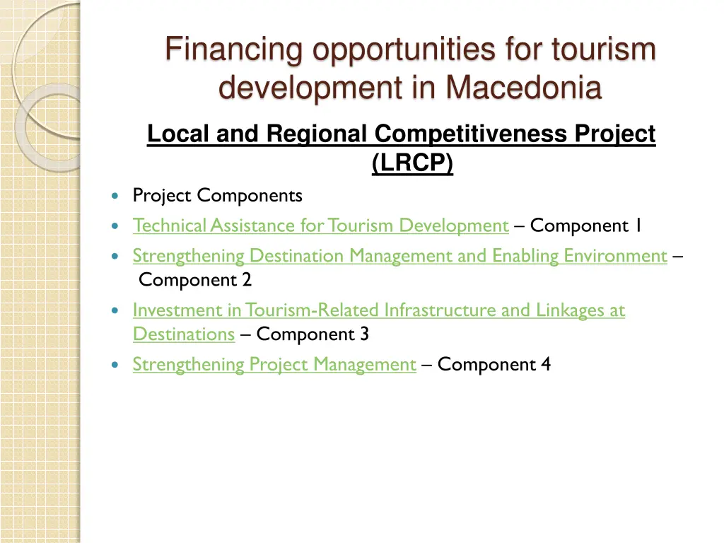 financing opportunities for tourism development 1